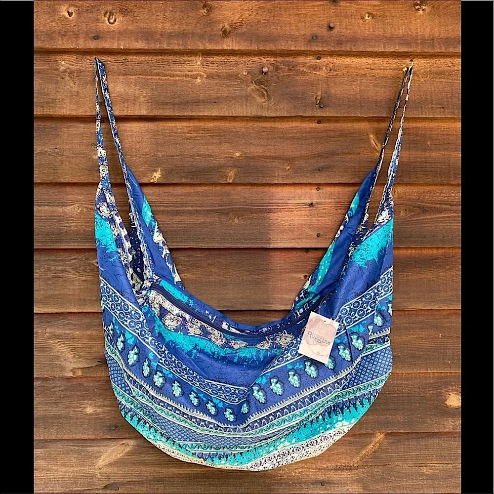 Tropical Aqua Sea Full Zip Market Hobo Bag Ocean Colors New